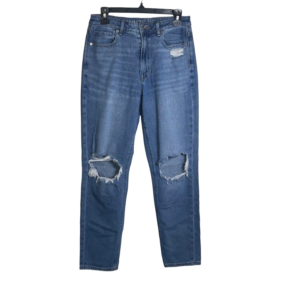 American Eagle Mom Jeans Women's Size 6 Distressed Ripped Casual Stretch Comfy